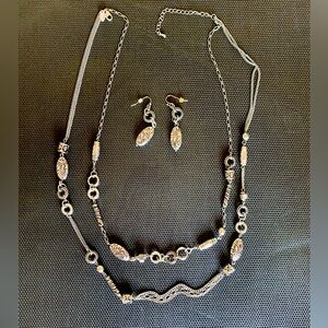 Lia Sophia multi strand necklace 24” with extension, and matching earrings